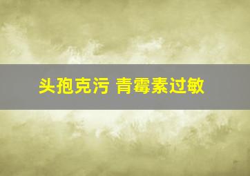 头孢克污 青霉素过敏